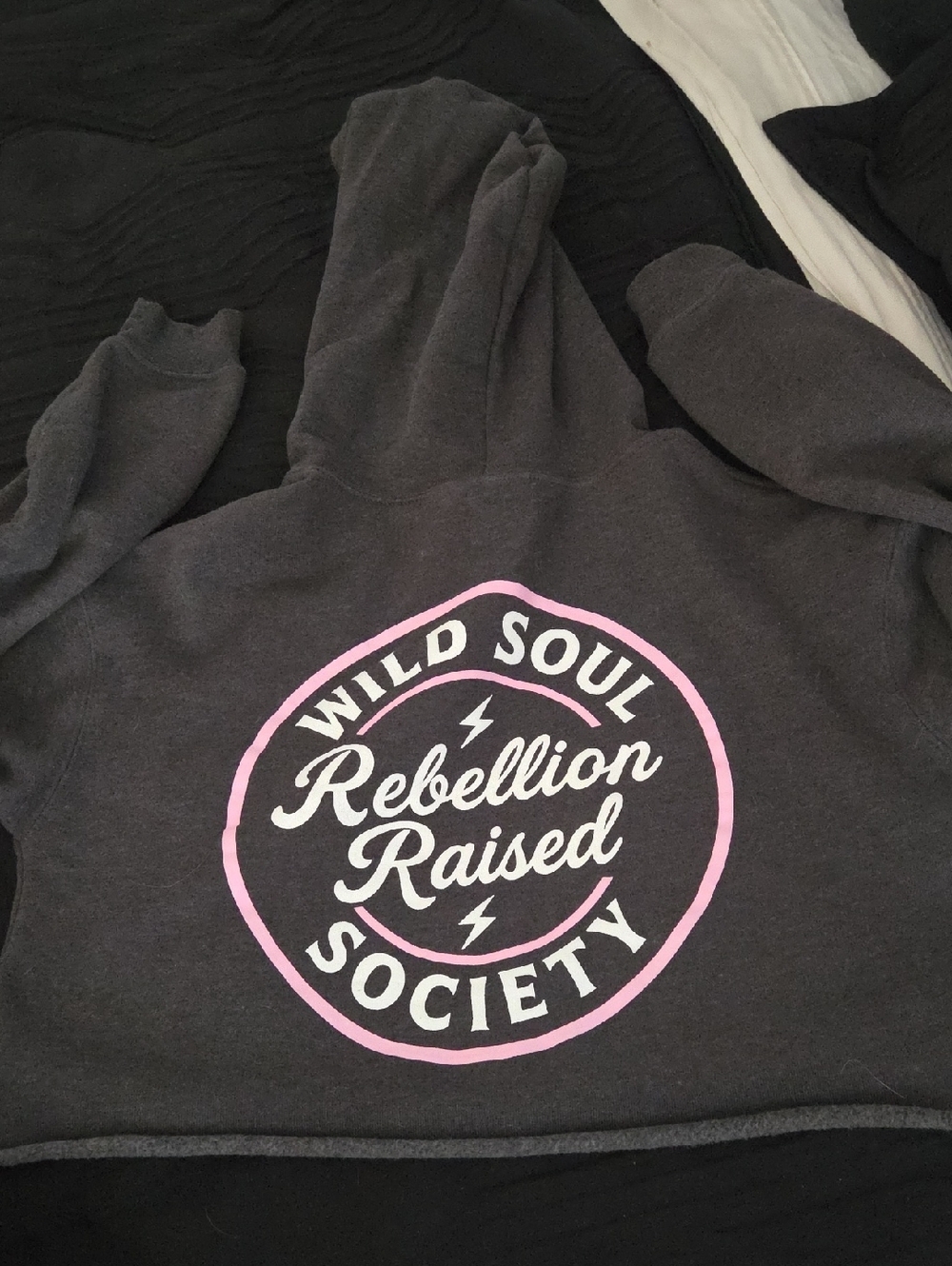 Rebellion Black Sweatshirt with Pink & White Graphic